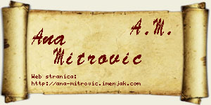 Ana Mitrović vizit kartica